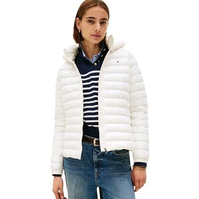 Tommy Hilfiger dam LW vadderad smal jacka WW0WW47351 pufferjacka, vit, XXS, Vit (elfenbenssilke), XXS Tommy Hilfiger dam LW vadderad smal jacka WW0WW47351 pufferjacka, vit, XXS, Vit (elfenbenssilke), XXS