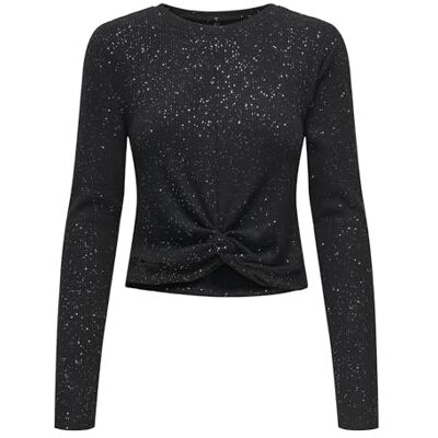 ONLY Onlbarbara L/S glitter Twist Top JRS, svart, XL ONLY Onlbarbara L/S glitter Twist Top JRS, svart, XL