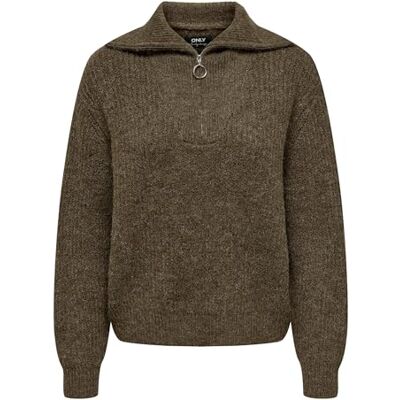 ONLY Dam Onlbaker L/S dragkedja pullover KNT tröja, Kakao brun/detalj: Melange, M ONLY Dam Onlbaker L/S dragkedja pullover KNT tröja, Kakao brun/detalj: Melange, M