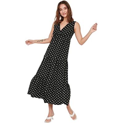 Trendyol Dam mini asymmetrisk vanlig vävd klänning, Svart, M Trendyol Dam mini asymmetrisk vanlig vävd klänning, Svart, M