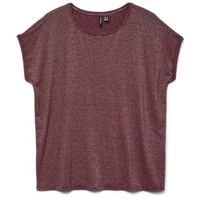 VERO MODA Vmlava Glitter Ss Top Stripe Ga JRS Noos, syrah, M VERO MODA Vmlava Glitter Ss Top Stripe Ga JRS Noos, syrah, M