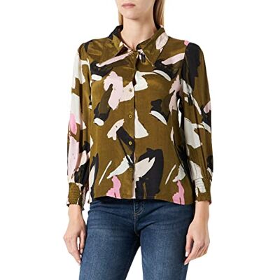 KAFFE damskjorta blus 3/4 ärm tryckt elegant, Ödla/rosa/grafiskt tryck, 40 KAFFE damskjorta blus 3/4 ärm tryckt elegant, Ödla/rosa/grafiskt tryck, 40