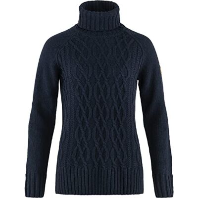 Fjällräven Dam, Övik kabel, stickad elscooter, neck, W tröja, mörkblå, S, Mörkblå, S Fjällräven Dam, Övik kabel, stickad elscooter, neck, W tröja, mörkblå, S, Mörkblå, S