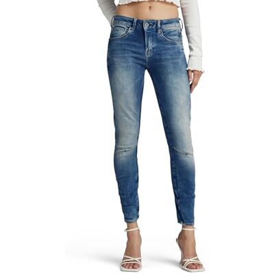 G-STAR RAW kvinnors båge 3D smala jeans med medelhög midja, Blå (medelåldrad D05477-8968-071), 34W x 32L G-STAR RAW kvinnors båge 3D smala jeans med medelhög midja, Blå (medelåldrad D05477-8968-071), 34W x 32L