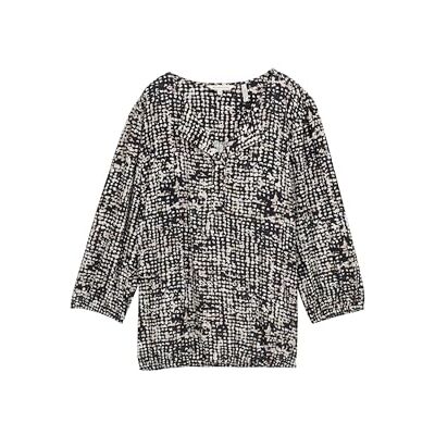TOM TAILOR damblus, 38402 – marinblå abstrakt prickig design, 46 TOM TAILOR damblus, 38402 – marinblå abstrakt prickig design, 46
