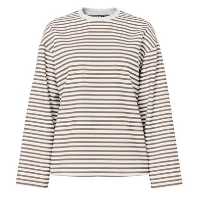 PIECES Dam Pcsadie Ls Top Noos långärmad tröja, Molndansare/ränder: fossil, XS PIECES Dam Pcsadie Ls Top Noos långärmad tröja, Molndansare/ränder: fossil, XS