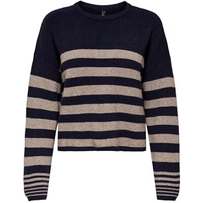 ONLY Onlkatia Ls Rib Stripe O-Neck Cc KNT, natthimmel, XL ONLY Onlkatia Ls Rib Stripe O-Neck Cc KNT, natthimmel, XL