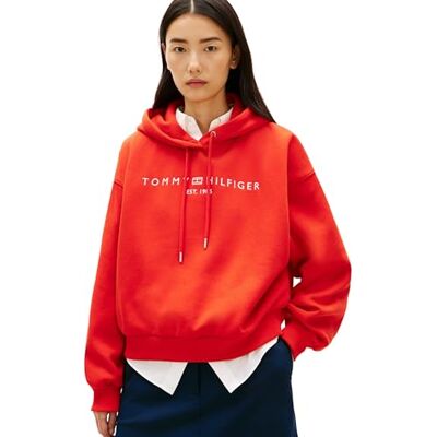 Tommy Hilfiger Corp Logo Mdrn Hoodie Ww0ww47832 huvtröja, orange (fyrverkerier), M för kvinnor Tommy Hilfiger Corp Logo Mdrn Hoodie Ww0ww47832 huvtröja, orange (fyrverkerier), M för kvinnor