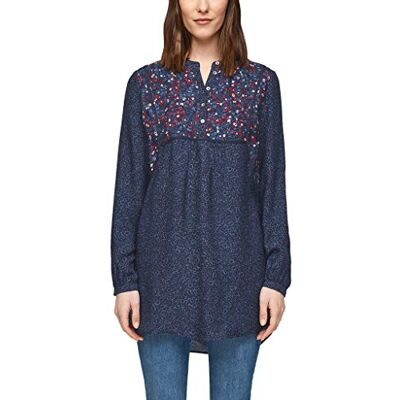 s.Oliver Dam lång blus i millefleurs-design, Marinblå/röd Aop, 36 SE s.Oliver Dam lång blus i millefleurs-design, Marinblå/röd Aop, 36 SE