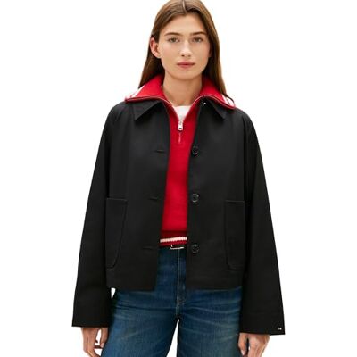 Tommy Hilfiger dam bomull kort jacka WW0WW49585, svart, M Tommy Hilfiger dam bomull kort jacka WW0WW49585, svart, M