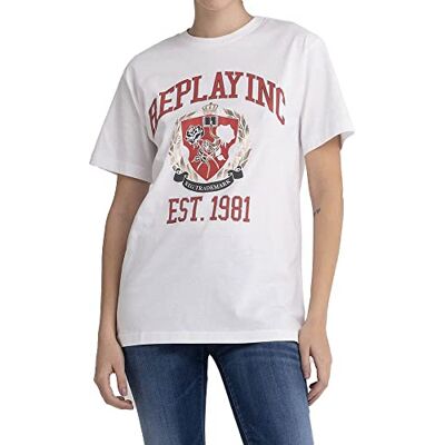 Replay Dam W3591E T-shirt, 011 naturlig vit, XXS Replay Dam W3591E T-shirt, 011 naturlig vit, XXS