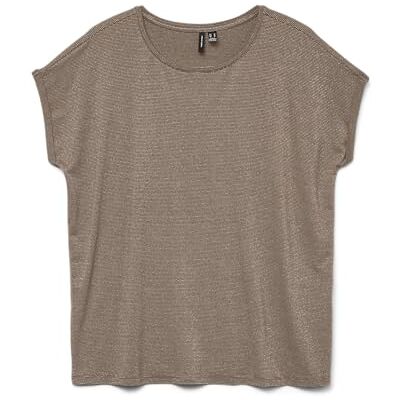 VERO MODA Vmlava Glitter Ss Top Stripe Ga JRS Noos, Fossil, M VERO MODA Vmlava Glitter Ss Top Stripe Ga JRS Noos, Fossil, M