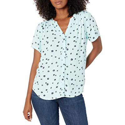 Amazon Essentials kortärmad vävd blus klädtröjor, Sydhavsblå, vallmo, XXL Amazon Essentials kortärmad vävd blus klädtröjor, Sydhavsblå, vallmo, XXL