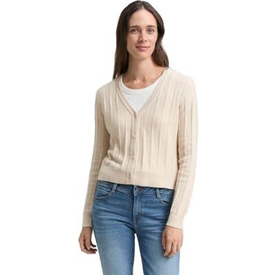 TOM TAILOR Kofta för kvinnor, 36844 – Sandsten beige melerad, XL TOM TAILOR Kofta för kvinnor, 36844 – Sandsten beige melerad, XL