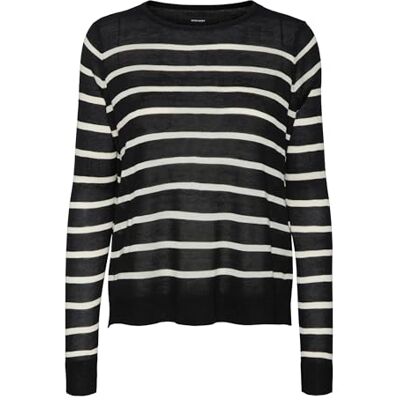 VERO MODA Kvinnors VMNOVA LS O-hals GA NOOS tröja, svart/ränder: björk, XL, Svart/ränder: björk, XL VERO MODA Kvinnors VMNOVA LS O-hals GA NOOS tröja, svart/ränder: björk, XL, Svart/ränder: björk, XL
