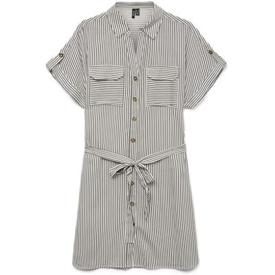 VERO MODA Vmbumpy Ss Short Shirt Dress WVN Ga Noos, Brun ventil, S VERO MODA Vmbumpy Ss Short Shirt Dress WVN Ga Noos, Brun ventil, S