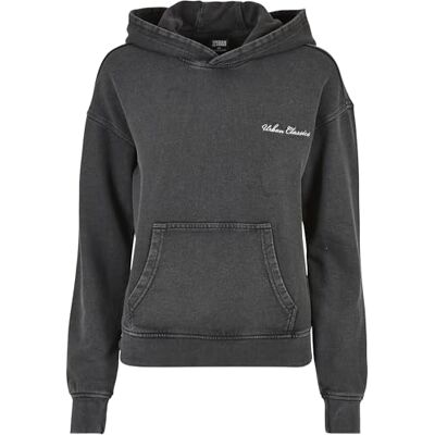 Urban Classics Ladies Small Embroidery Terry Hoody Huvtröja för kvinnor, Svart, S Urban Classics Ladies Small Embroidery Terry Hoody Huvtröja för kvinnor, Svart, S