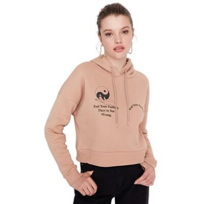 Trendyol Dam TWOAW23SW00728/Camel sweatshirt, kamel, L, Camel Trendyol Dam TWOAW23SW00728/Camel sweatshirt, kamel, L, Camel