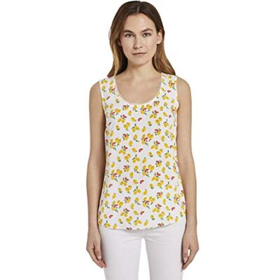 TOM TAILOR Damer Ärmlös blus 1018511, 24252 Offwhite Fruit Minimal, 36 TOM TAILOR Damer Ärmlös blus 1018511, 24252 Offwhite Fruit Minimal, 36