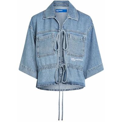 KARL LAGERFELD JEANS Denim Tie Blouse, Blå, M Dam KARL LAGERFELD JEANS Denim Tie Blouse, Blå, M Dam
