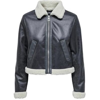ONLY Onlbetty Bonded Zip jacka Cc OTW bikerjacka för kvinnor, Magnet/detalj: pumice stone, L ONLY Onlbetty Bonded Zip jacka Cc OTW bikerjacka för kvinnor, Magnet/detalj: pumice stone, L