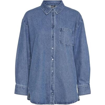 PIECES dam Pcmaisie Ls Denim Shirt Noos Bc Långärmad blus PIECES dam Pcmaisie Ls Denim Shirt Noos Bc Långärmad blus