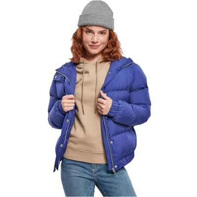 Urban Classics dam Jacka Ladies Hooded Puffer Jacket, Blåvirlande, XS Urban Classics dam Jacka Ladies Hooded Puffer Jacket, Blåvirlande, XS