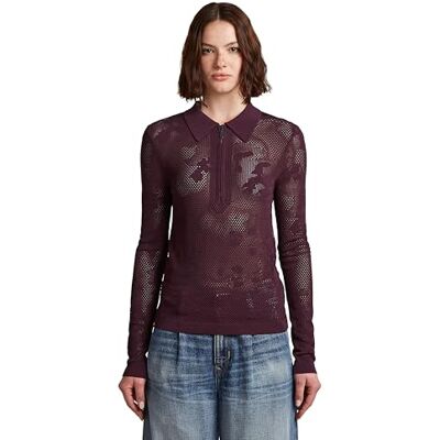 G-STAR 8719965012981 Pointelle Slim Polo Knit wmn, Röd (rödbrun D26657-b754-671), XS G-STAR 8719965012981 Pointelle Slim Polo Knit wmn, Röd (rödbrun D26657-b754-671), XS