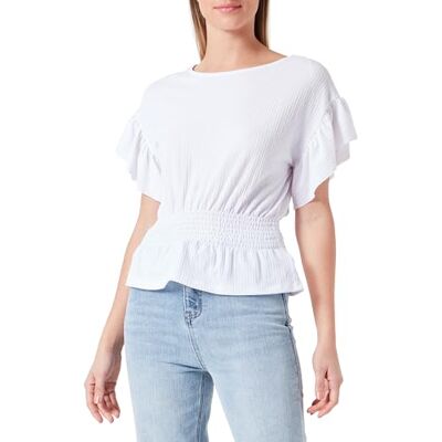 Koton Gimped voluminös t-shirt rund hals blus, Weiß (000), S Koton Gimped voluminös t-shirt rund hals blus, Weiß (000), S