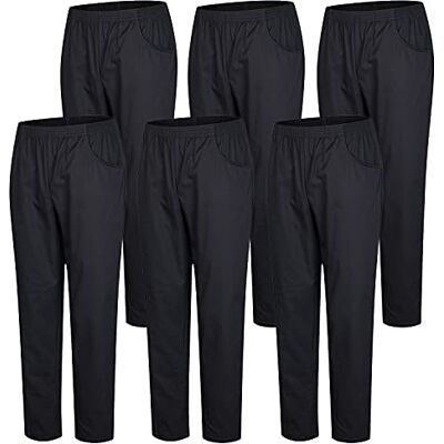 MISEMIYA 6-pack Unisex byxor elastisk midja arbetsuniform klinik sjukhus rengöring veterinär hygien, Svart, 4XL MISEMIYA 6-pack Unisex byxor elastisk midja arbetsuniform klinik sjukhus rengöring veterinär hygien, Svart, 4XL