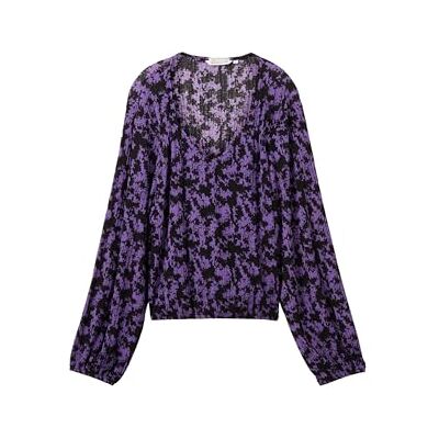 TOM TAILOR Denim Långärmad t-shirt för kvinnor, 32417 – Lilac Black Flower Print, L TOM TAILOR Denim Långärmad t-shirt för kvinnor, 32417 – Lilac Black Flower Print, L