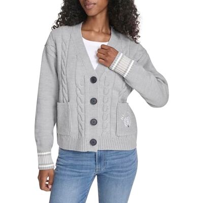 Tommy Hilfiger Women's Sportswear Cardigan Sweater, Medium Heather Grey Multi, X-Large Tommy Hilfiger Women's Sportswear Cardigan Sweater, Medium Heather Grey Multi, X-Large