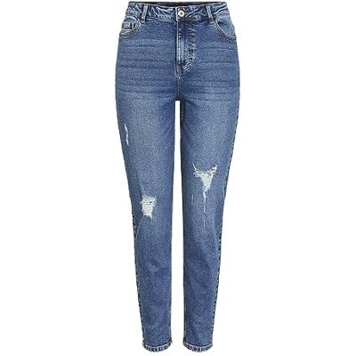 PIECES Fritidsbyxor för kvinnor, Mellanblå denim, XL PIECES Fritidsbyxor för kvinnor, Mellanblå denim, XL