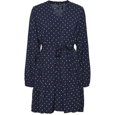 VERO MODA dam Vmjosie Ls Short Dress WVN Ga Noos klänning, Navy Blazer/Aop: sille Dot, S VERO MODA dam Vmjosie Ls Short Dress WVN Ga Noos klänning, Navy Blazer/Aop: sille Dot, S