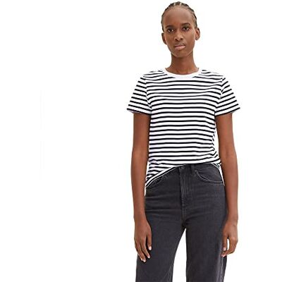 TOM TAILOR Denim Damer T-shirt 1035867, 31641 White Black Stripe, XXL TOM TAILOR Denim Damer T-shirt 1035867, 31641 White Black Stripe, XXL