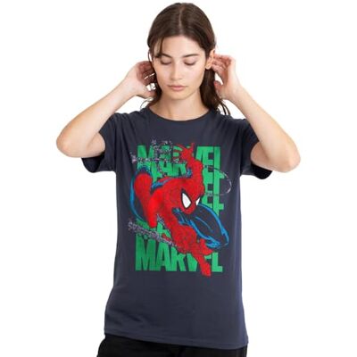 Spider-Man mandarin creative ltd spindelmannen vägg krypande dam t-shirt, djup marinblå, medium, Djup marinblå, M Spider-Man mandarin creative ltd spindelmannen vägg krypande dam t-shirt, djup marinblå, medium, Djup marinblå, M