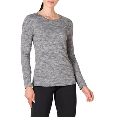 Amazon Essentials dam Tech Stretch långärmad T-shirt (finns i plusstorlek), svart ljung, X-Small Amazon Essentials dam Tech Stretch långärmad T-shirt (finns i plusstorlek), svart ljung, X-Small