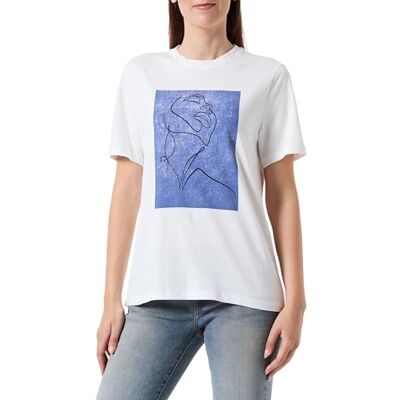 Vila VISYBIL LINE O-Neck S/S T-shirt, Snövit/tryck: line 2 Bijou blå, XS Vila VISYBIL LINE O-Neck S/S T-shirt, Snövit/tryck: line 2 Bijou blå, XS