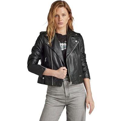 G-STAR RAW läderbiker jacka, Svart (dk black D24263-D555-6484), L G-STAR RAW läderbiker jacka, Svart (dk black D24263-D555-6484), L