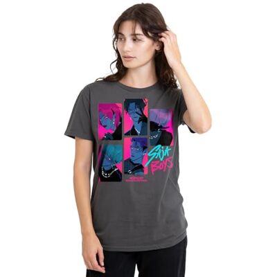 KPop Demon Hunters kvinnors Saja Pojkar Demons damer T-shirt T-shirt, Träkol, XXL KPop Demon Hunters kvinnors Saja Pojkar Demons damer T-shirt T-shirt, Träkol, XXL