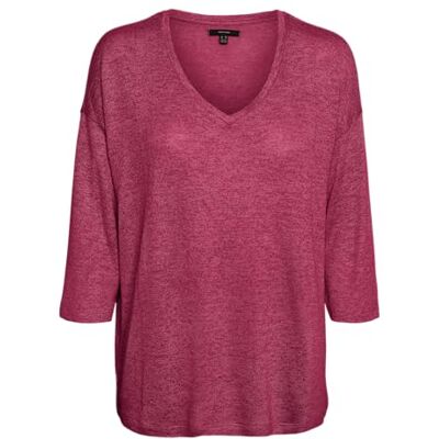 VERO MODA CURVE VMCBRIANNA 3/4 V-NK tröja Boo REP CUR, Fuchsia lila/detalj: melerad, S VERO MODA CURVE VMCBRIANNA 3/4 V-NK tröja Boo REP CUR, Fuchsia lila/detalj: melerad, S