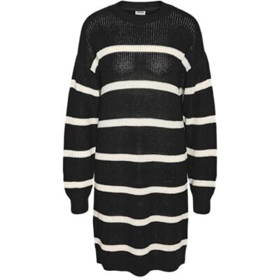 NOISY MAY NMMAYSA L/S O-hals stickad klänning NOOS, Svart/ränder: eggnog, M NOISY MAY NMMAYSA L/S O-hals stickad klänning NOOS, Svart/ränder: eggnog, M