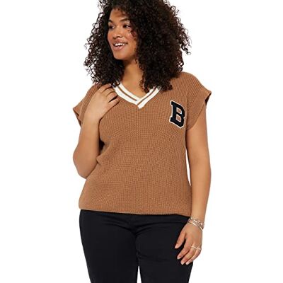 Trendyol kvinnor plus size normal passform skiftande v-ringad stickat plus size tröja, kamel, 3XL, Camel, 3XL Trendyol kvinnor plus size normal passform skiftande v-ringad stickat plus size tröja, kamel, 3XL, Camel, 3XL