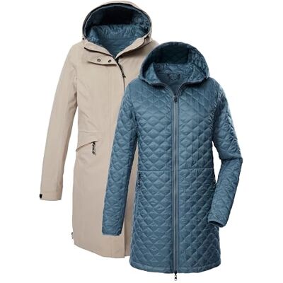 Killtec Damer 3-i-1 funktionsparka med huva, vattentät och med enkel quiltad jacka KOW 22 WMN JCKT, ljus taupe, 38, 43312-000 Killtec Damer 3-i-1 funktionsparka med huva, vattentät och med enkel quiltad jacka KOW 22 WMN JCKT, ljus taupe, 38, 43312-000