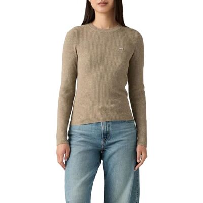 Levi's Rib Crew tröja för kvinnor, Taupe grå Heather B, M Levi's Rib Crew tröja för kvinnor, Taupe grå Heather B, M