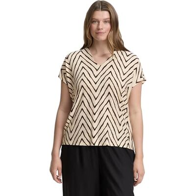 TOM TAILOR Plussize dam-t-shirt, 38058 Naturlig Zig Zag Design, 46 plus size TOM TAILOR Plussize dam-t-shirt, 38058 Naturlig Zig Zag Design, 46 plus size