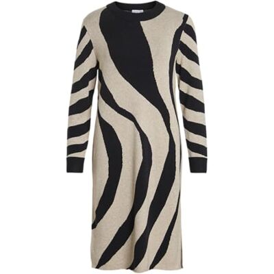 Vila Vitif Crewneck stickad midi dress – Noos, Naturlig blandning, S Vila Vitif Crewneck stickad midi dress – Noos, Naturlig blandning, S