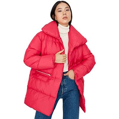 Trendyol Damkrage med slag enfärgad överdimensionerad vinterjacka, fuchsia, L, fuchsia, L Trendyol Damkrage med slag enfärgad överdimensionerad vinterjacka, fuchsia, L, fuchsia, L