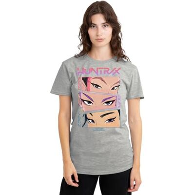 KPop Demon Hunters kvinnors Huntrix ögon serietidning dam t-shirt, rosa t-shirt, Atletisk Heather, S KPop Demon Hunters kvinnors Huntrix ögon serietidning dam t-shirt, rosa t-shirt, Atletisk Heather, S