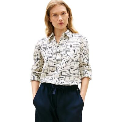 Tommy Hilfiger kvinnors Ess linne avslappnad Ls skjorta WW0WW44679, vit, 40 Tommy Hilfiger kvinnors Ess linne avslappnad Ls skjorta WW0WW44679, vit, 40